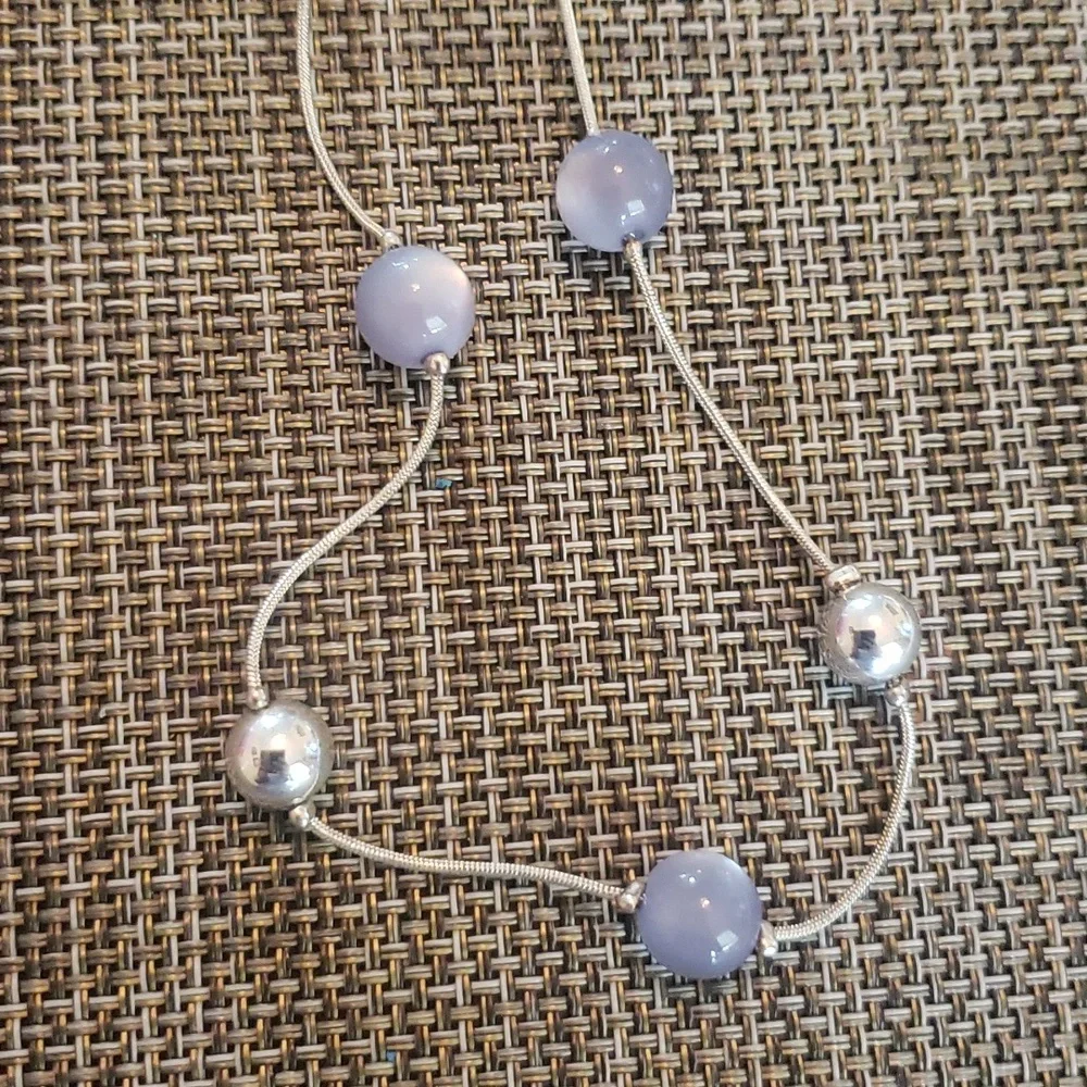 Vintage Necklace with silver tone and lavender  beads